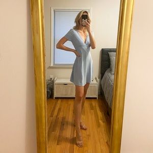 Zara light blue v-neck dress